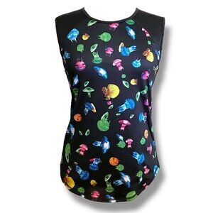 TomboyX Swim Tank Top Sz Medium Black Rainbow Jellyfish Print Sun Protection UPF